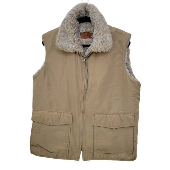 Woolrich Other - Woolrich USA Large 36 Vintage Puffy Arctic Cargo Vest Tan Nylon Sz Men Sz 36